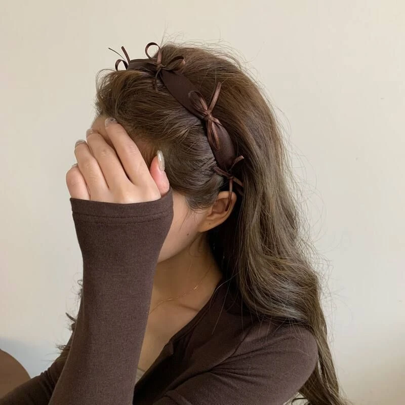 法式甜美蝴蝶结发箍女高级感时尚缎面头箍洋气优雅发饰简约纯色