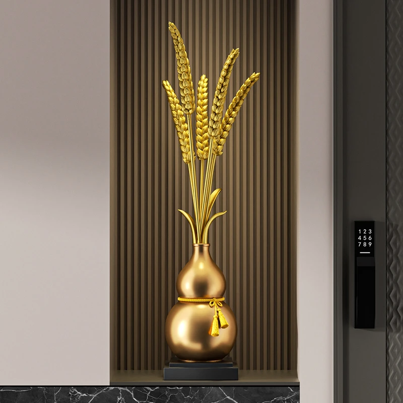 金穗纳福葫芦高档摆件落地入户玄关装饰品轻奢客厅新居乔迁礼物