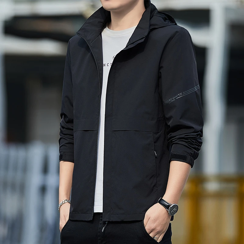 泰维肯戈春秋季新款连帽外套男士冲锋衣宽松潮流夹克男潮流防风衣