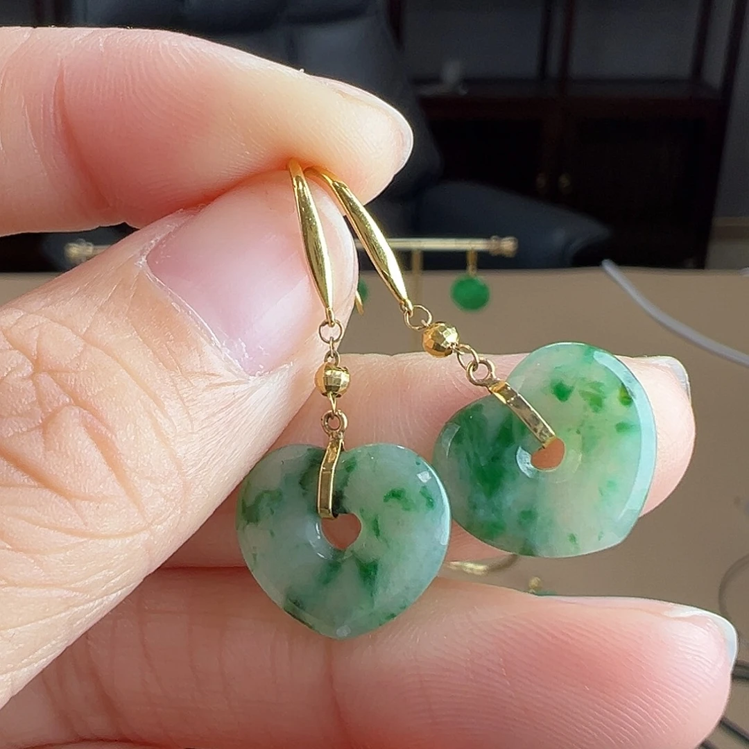 翡翠18K金镶嵌耳饰耳饰