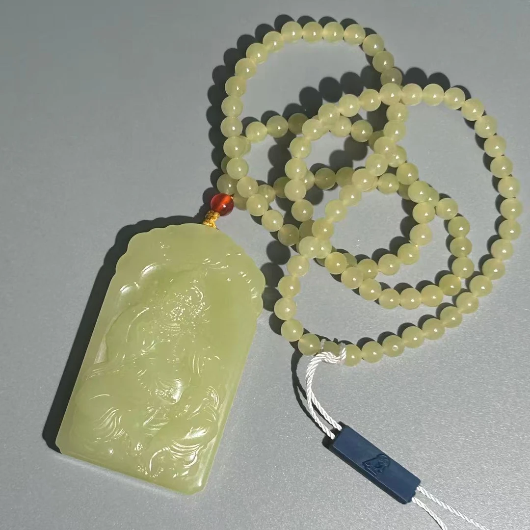 创汇和田玉黄玉财神挂件