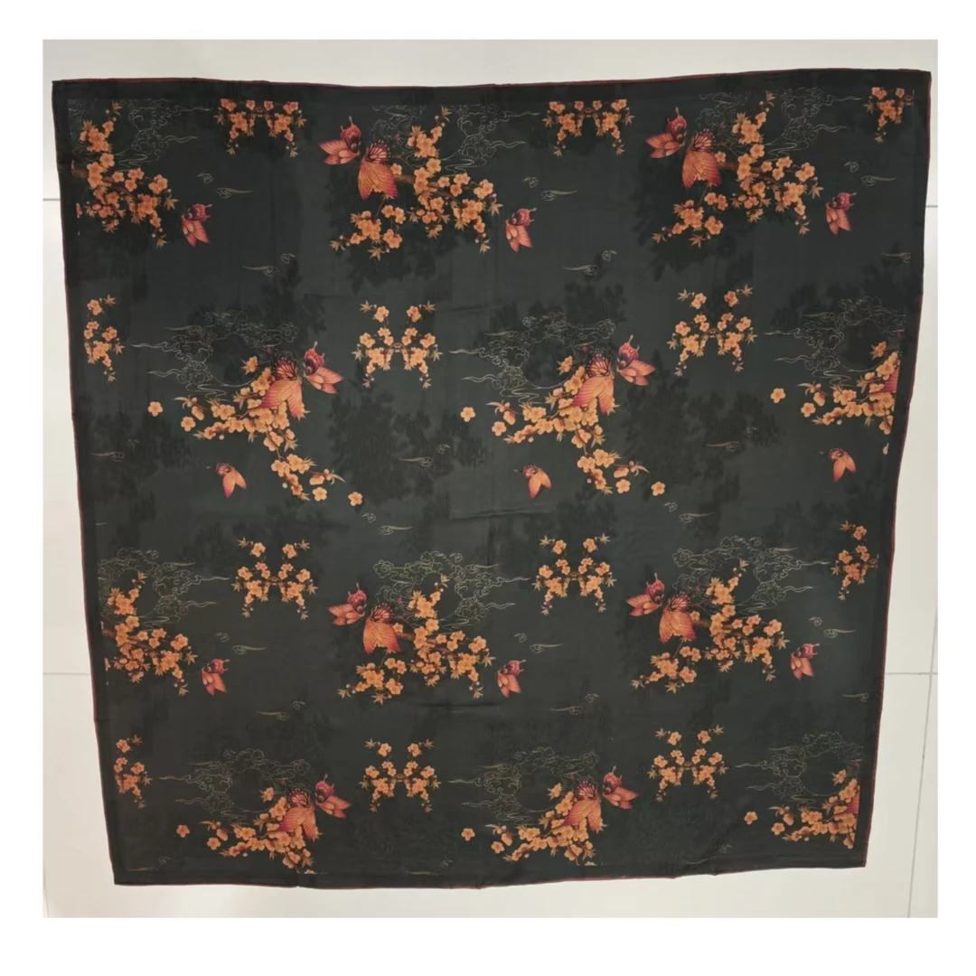 【M05】宫丽年终回馈粉丝108x108cm6A纯100桑蚕丝香云纱冠乐邹丝巾