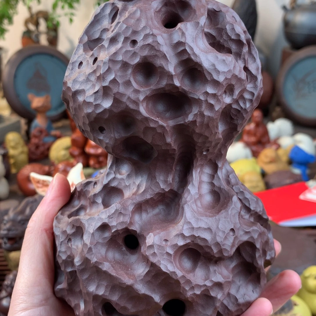 紫砂茶宠太湖石葫芦紫泥精工