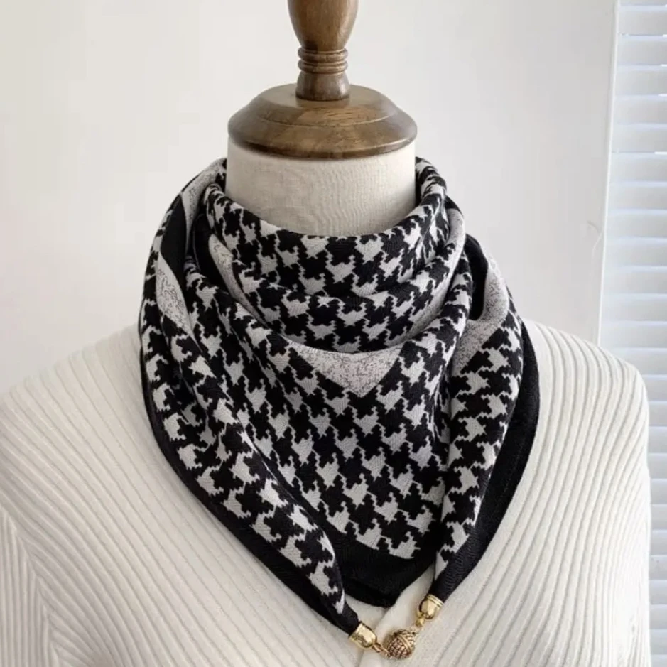 【新款丝毛磁吸扣全】丝毛方巾70cm女士百搭围巾气质