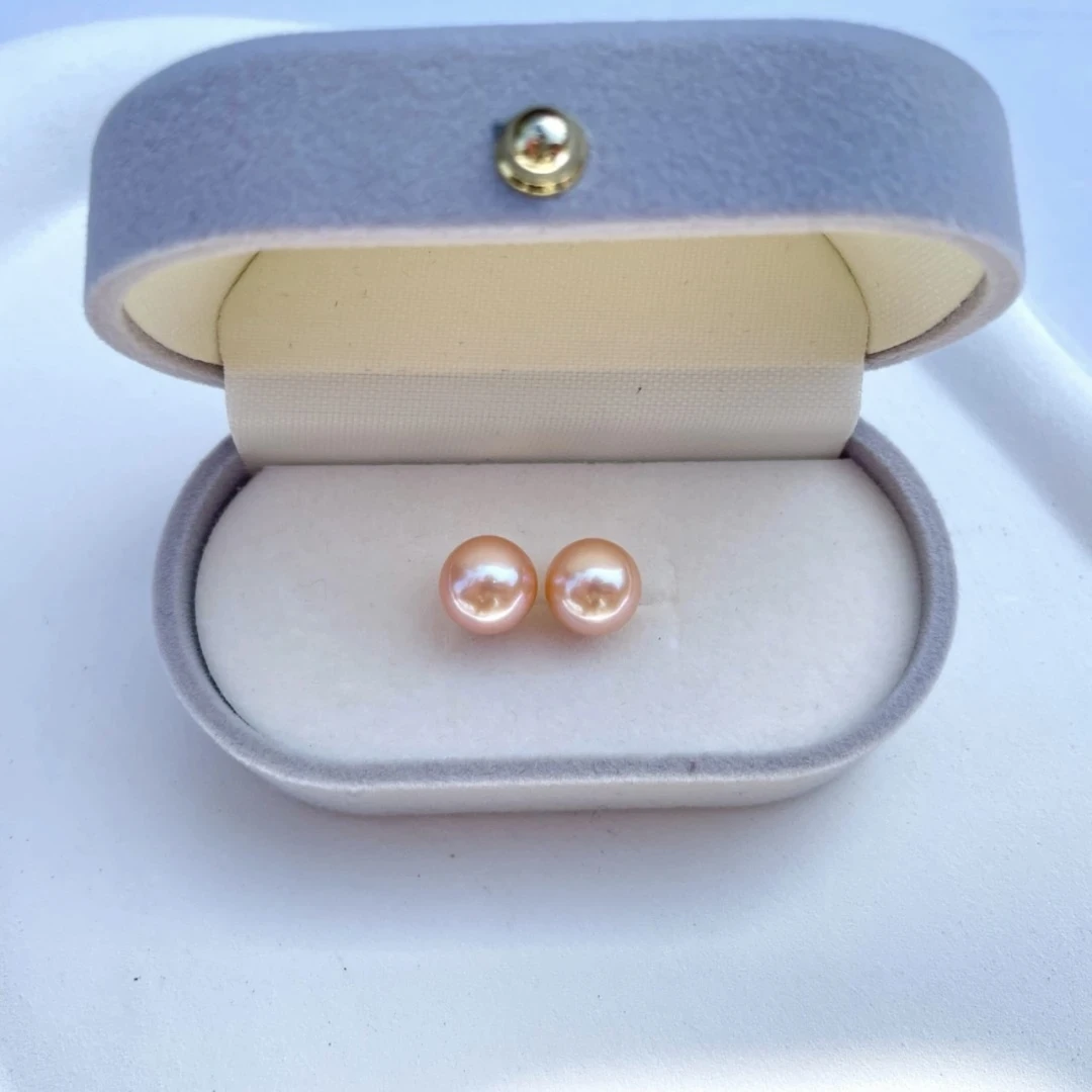 【中国金】金陵扶光色时尚气质珍珠耳钉10-11MM