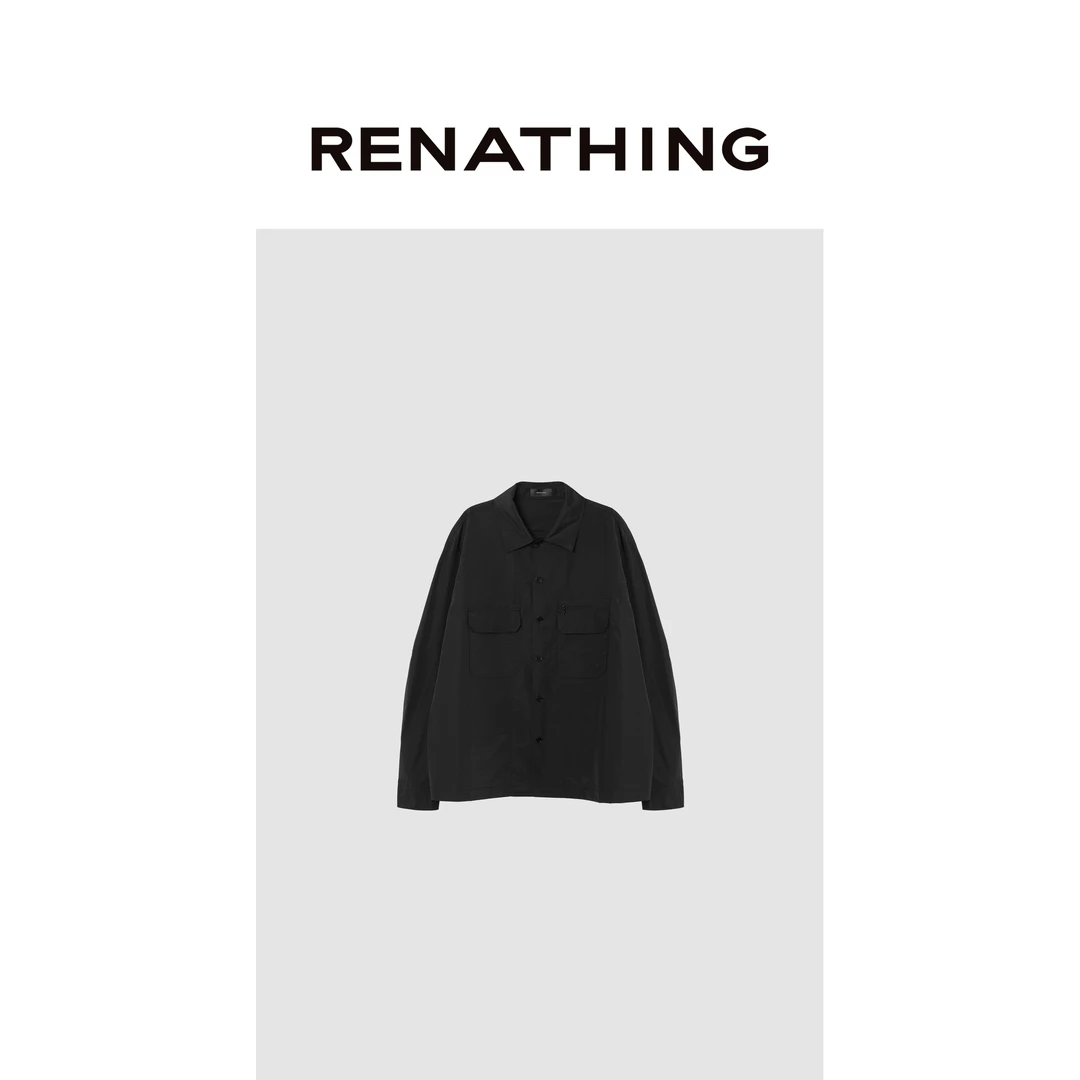 【RENATHING】男士碳黑色翻领长袖夹克