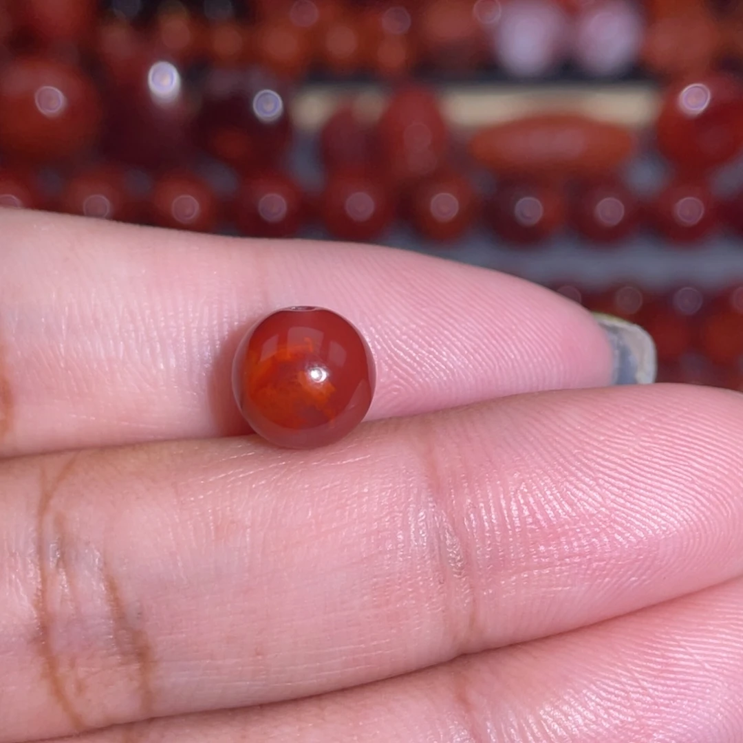南红玛瑙未镶嵌川料火焰圆珠卡8.8