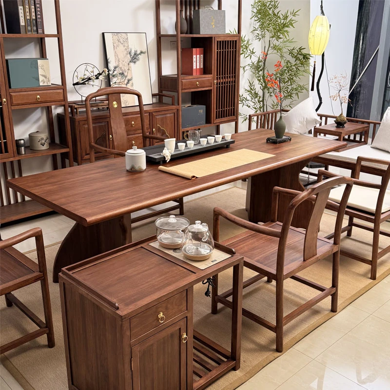 新中式茶桌星空实木大板家用办公室简约禅意茶桌椅组合