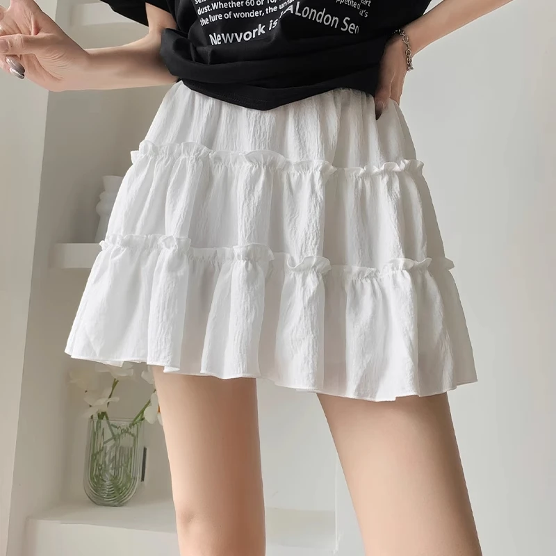 2025夏新款温柔风蛋糕半身裙女小个子松紧高腰防走光蓬蓬A字短裙