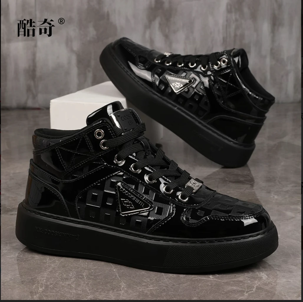酷奇男鞋官方正品2025早秋新款高帮轻奢时尚男士休闲板鞋KQ6739