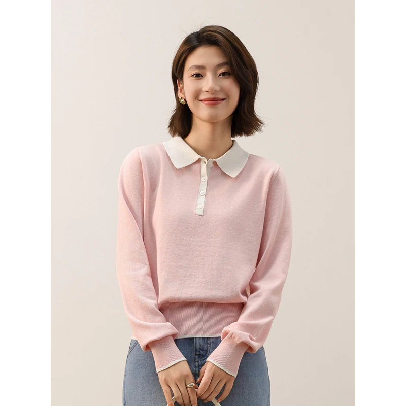 欧若风穿搭 浅春系轻盈POLO针织衫
