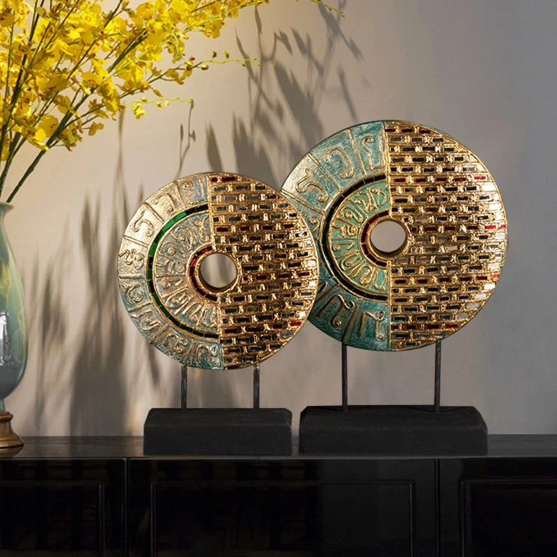 异丽东南亚风格家居摆件酒店客厅玄关电视柜实木雕刻装饰品摆设