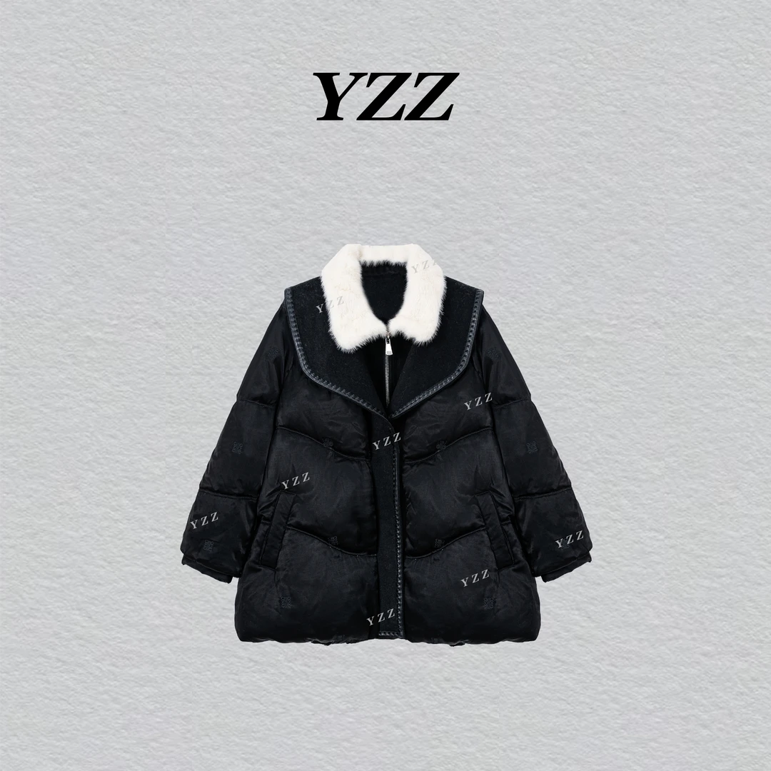 YZZ “听雪”高级感轻奢减龄羊毛领新国标白鹅绒羽绒服 810601