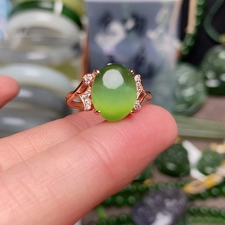 和田玉银S925镶嵌戒指