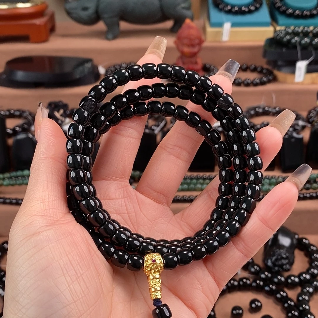 和田玉未镶嵌手链7又黑又细