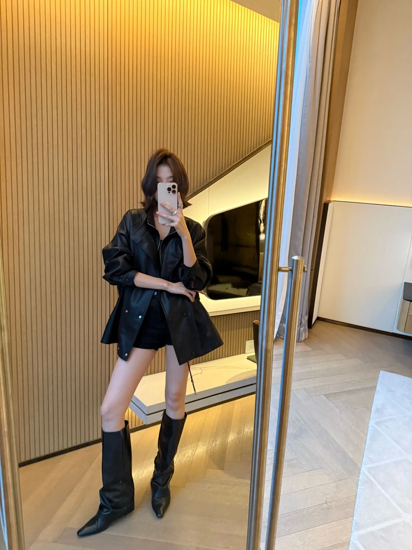 【ZHEN】25K01502 2025新款西装皮衣外套职场风小众设计师款