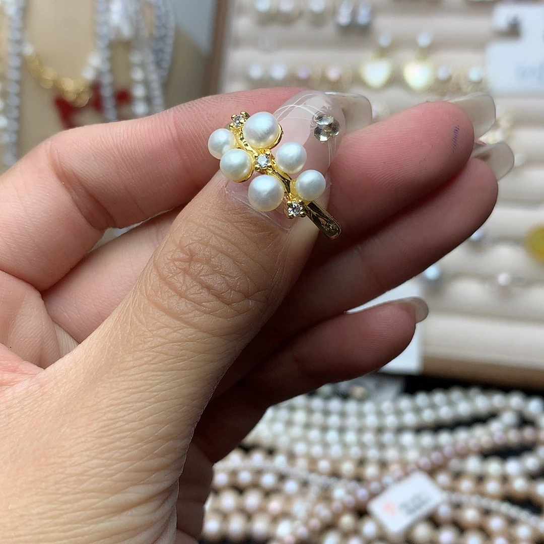 淡水珍珠2-4未镶嵌n19戒指