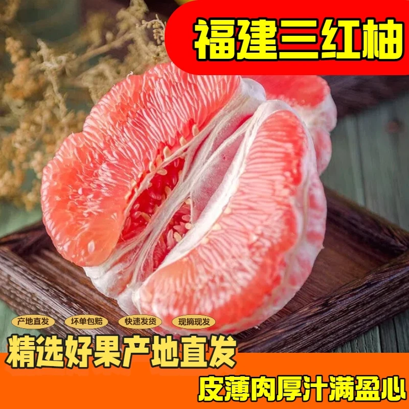 福建漳州平和头茬三红蜜柚现摘现发超甜薄皮汁水丰盈自然成熟