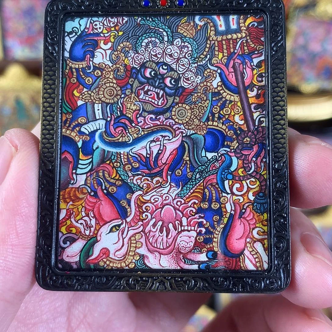 吊坠大黑天热贡纯手绘唐卡