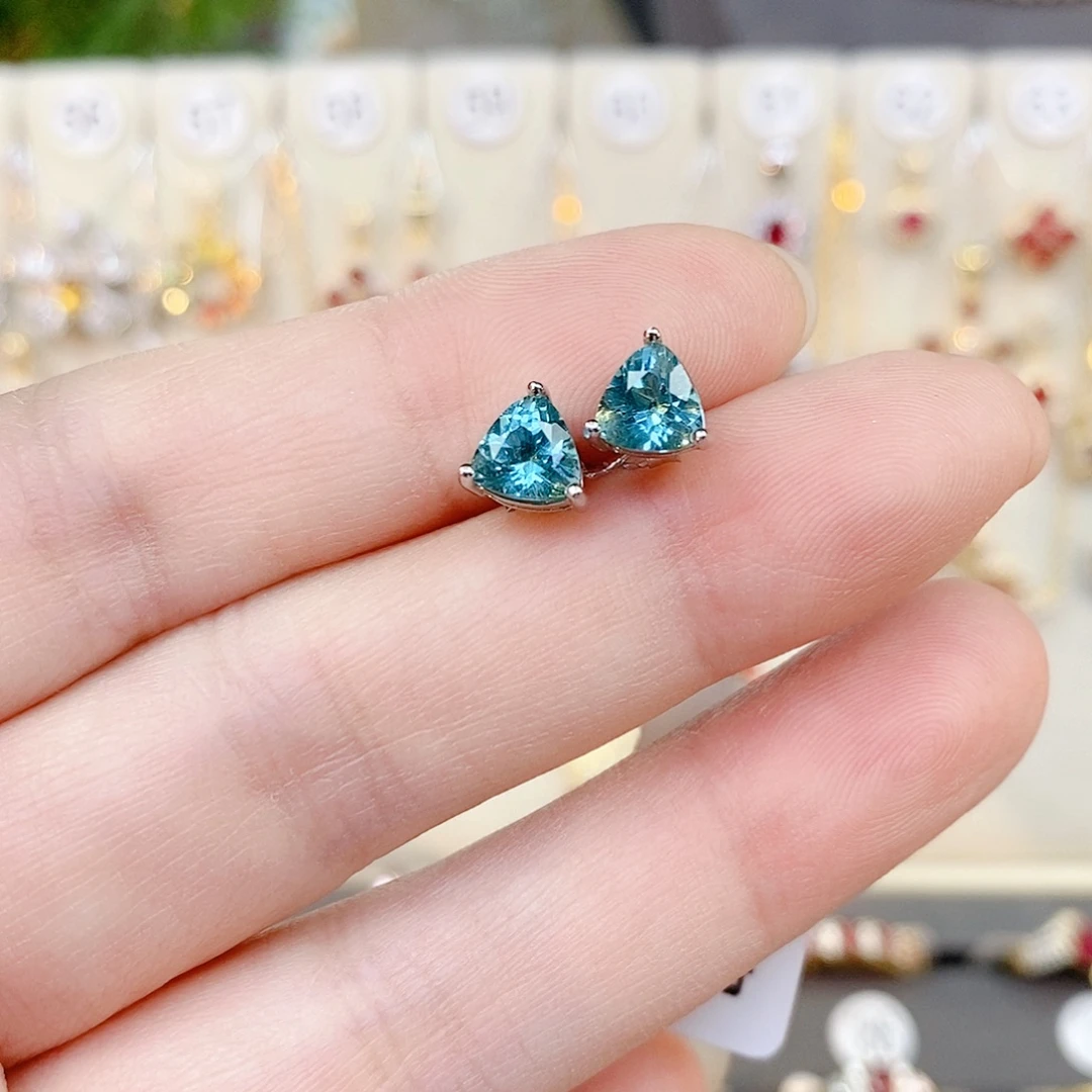 耳饰磷灰石银S925镶嵌