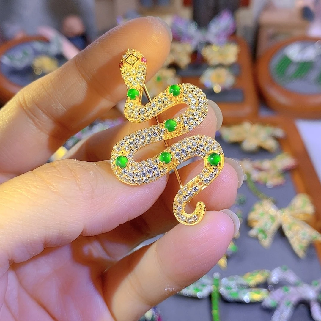 颈饰银S925镶嵌翡翠