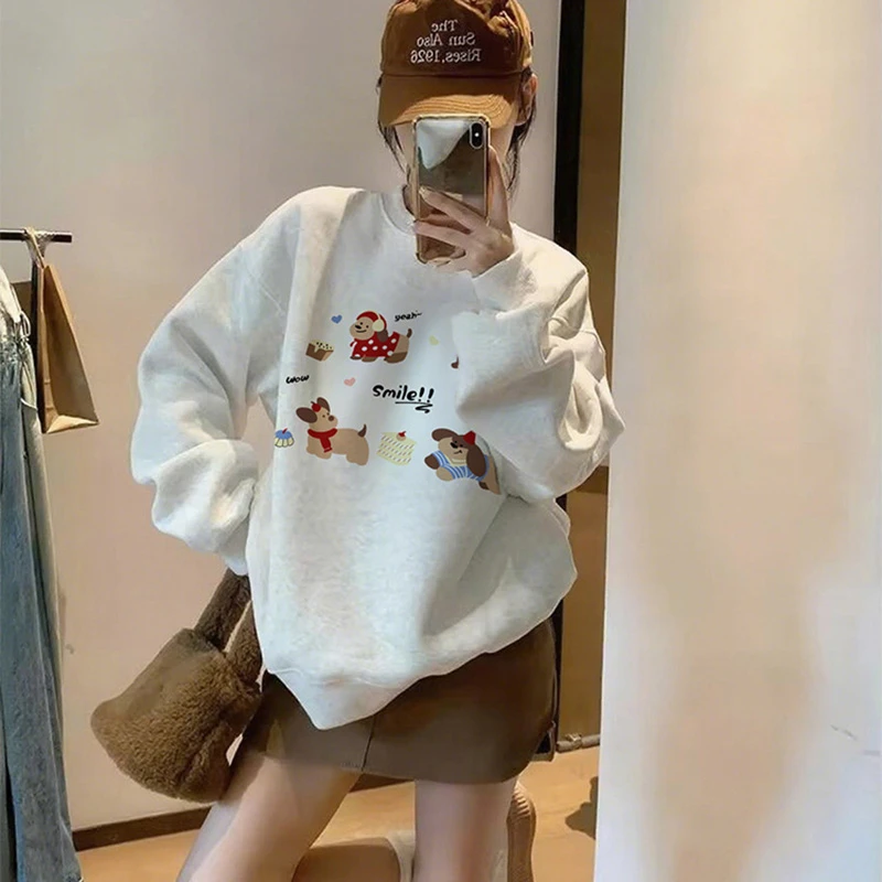 2-300斤胖mm灰色卫衣女2025秋冬新款加绒加厚宽松设计感小众情侣