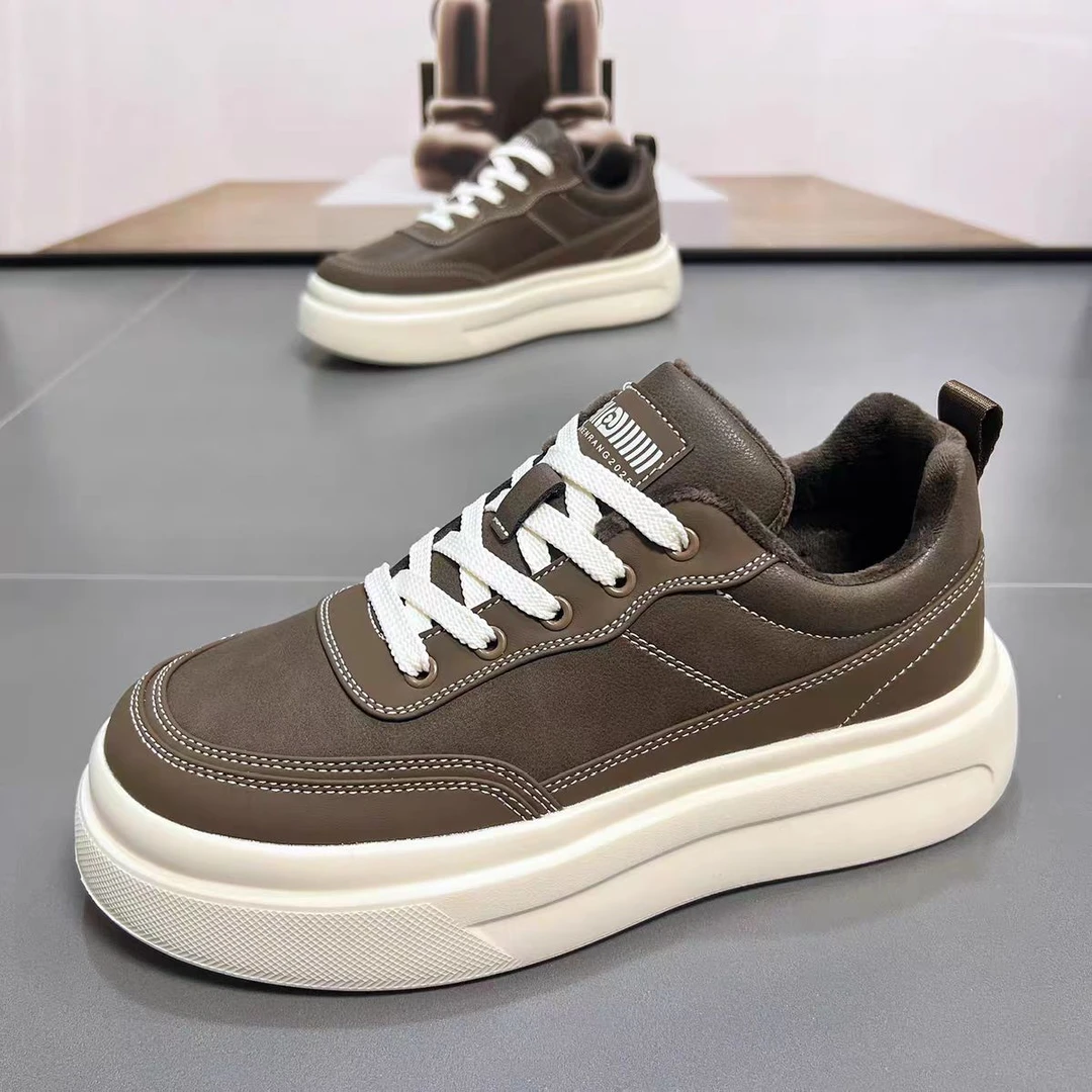 2025冬季新款加绒运动鞋男鞋潮鞋厚底轻便防滑耐磨棉鞋学生运动鞋