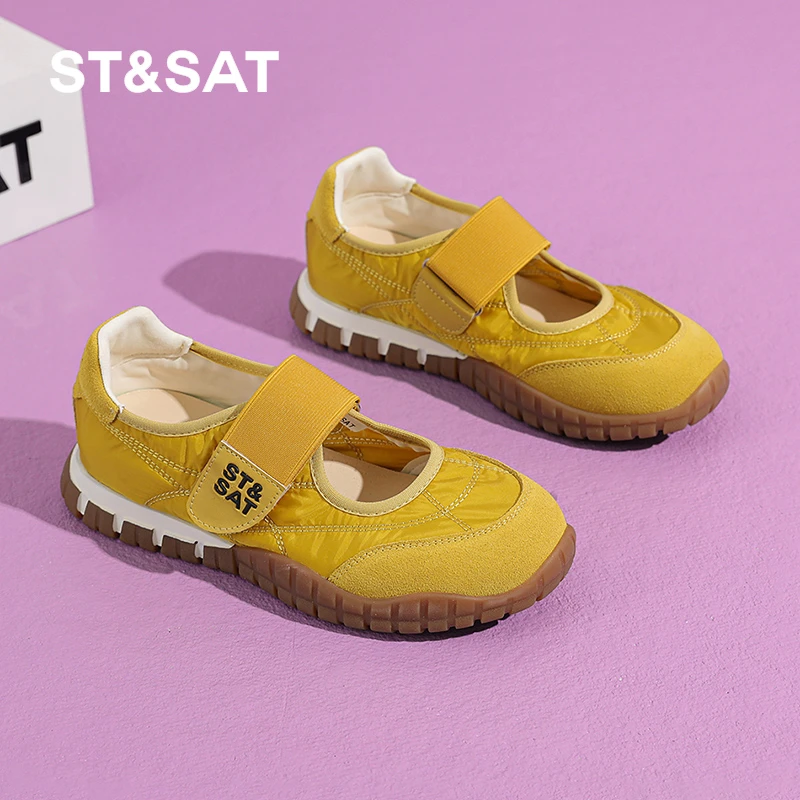 星期六法式魔术贴玛丽珍鞋女2025夏季新款透气休闲德训鞋软底单鞋