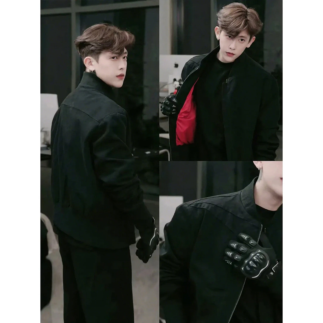 序77重磅解构剪裁短款夹克外套男秋季倒三角水棉痞帅硬汉球服