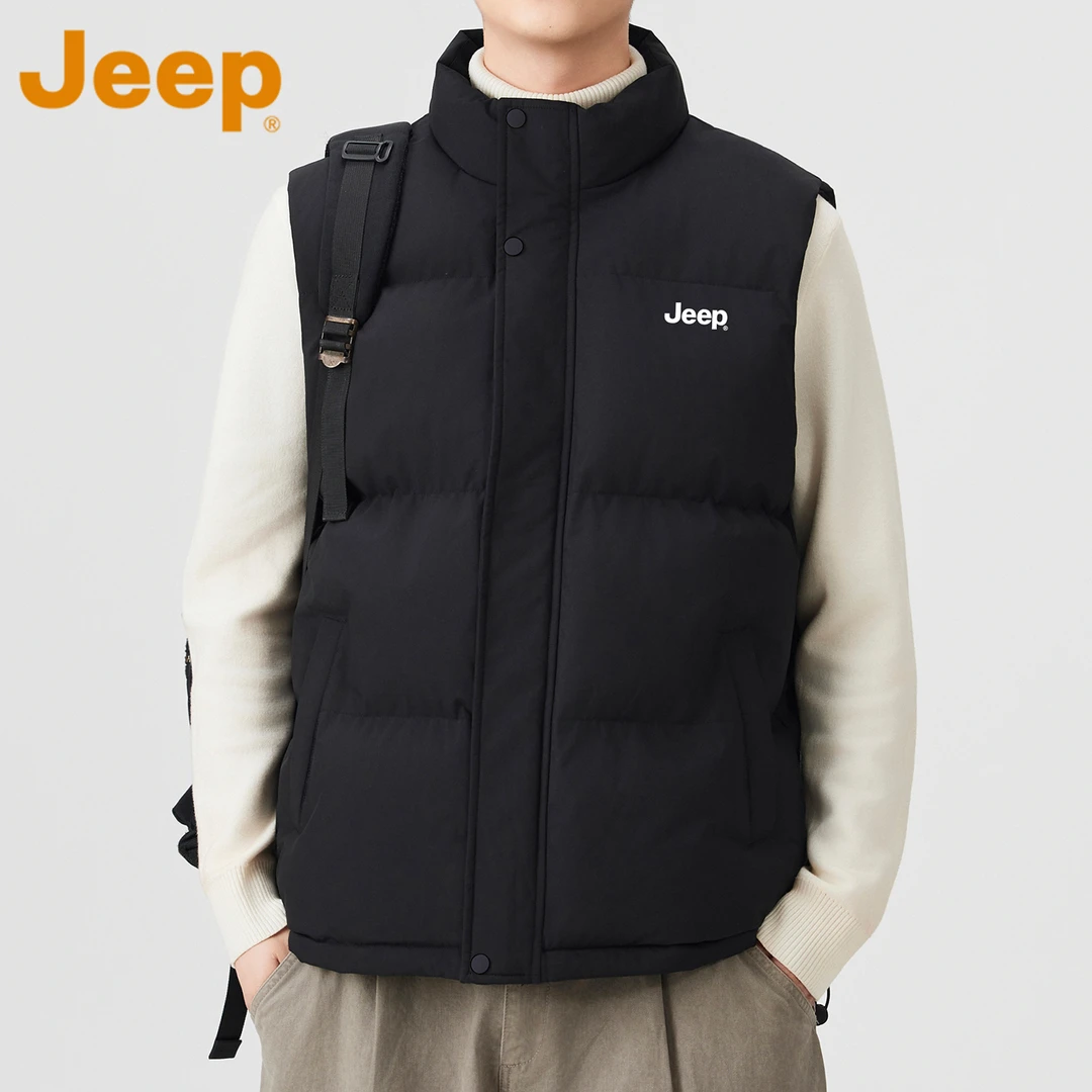 JEEP吉普户外风立领棉马甲男士冬季新款防风防水保暖背心休闲外套