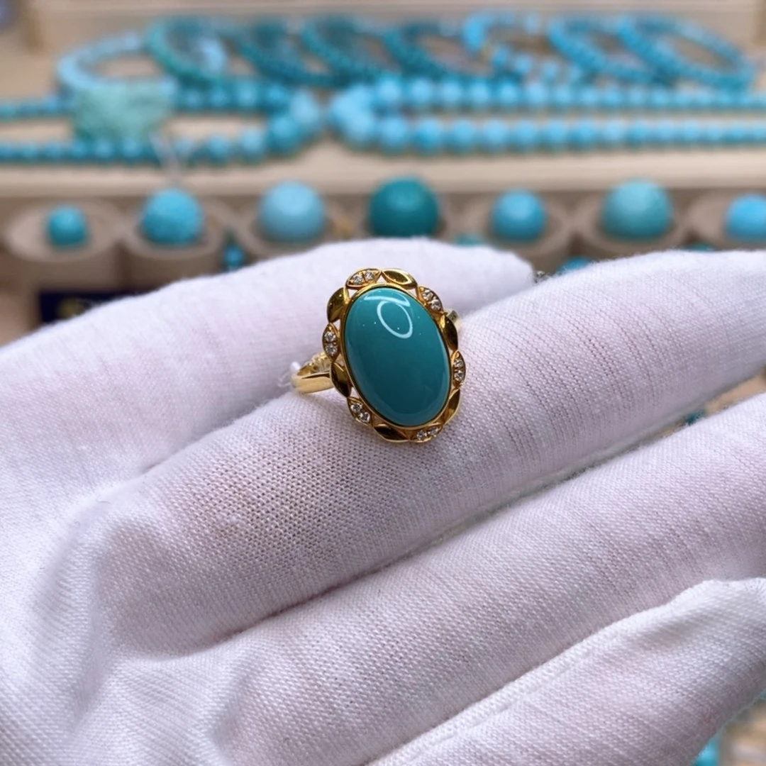 绿松石18K金镶嵌珠宝奇石