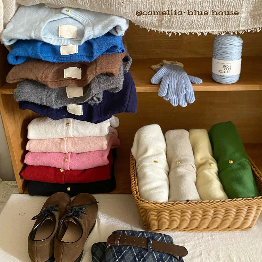 王炸B入~简约纯色宽松小金扣针织开衫秋冬温柔百搭显瘦毛衣小外套