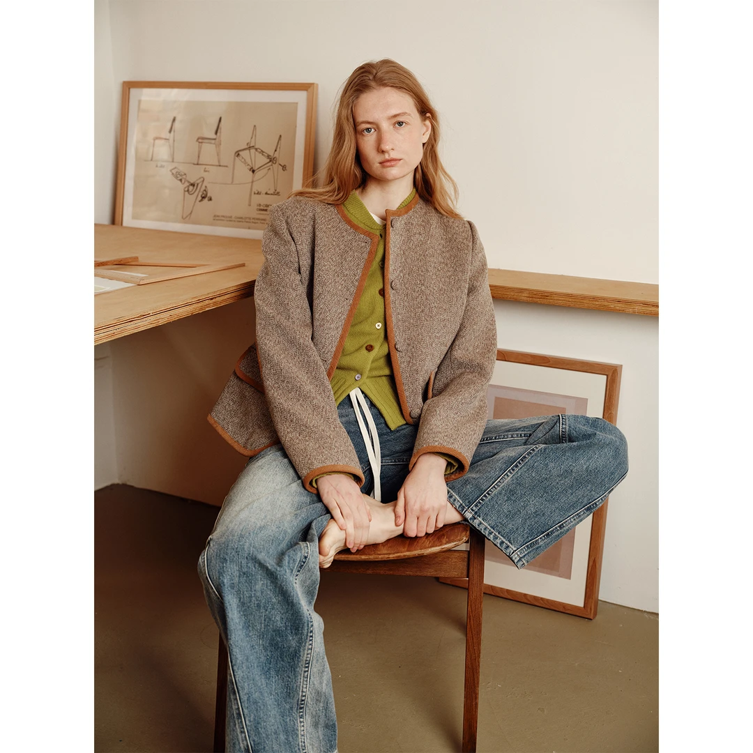 秋冬合体100%绵羊毛羊毛外套半裙新年气质套装女