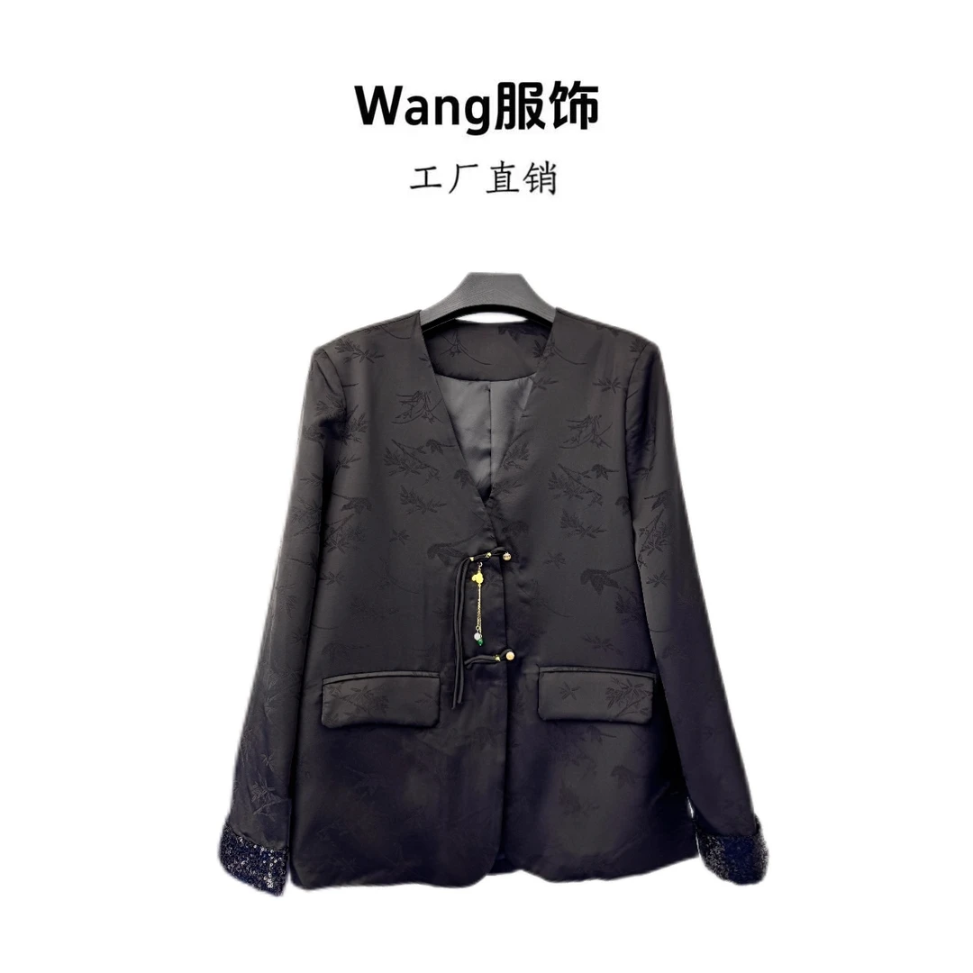 【WANG】2025新款国风中式提花西装外套6612