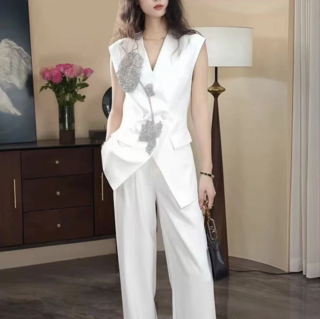 850【琴公子专属】气质轻奢高级重工收腰女神范上衣阔腿裤套装