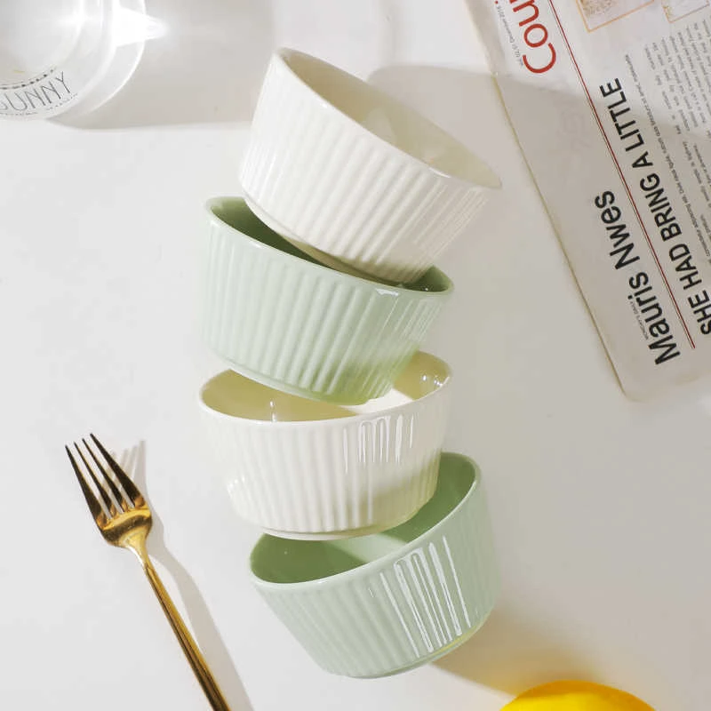 清仓-碗陶瓷家用新款奶油风吃饭碗4.5英寸米饭碗网红瓷防滑碗餐具