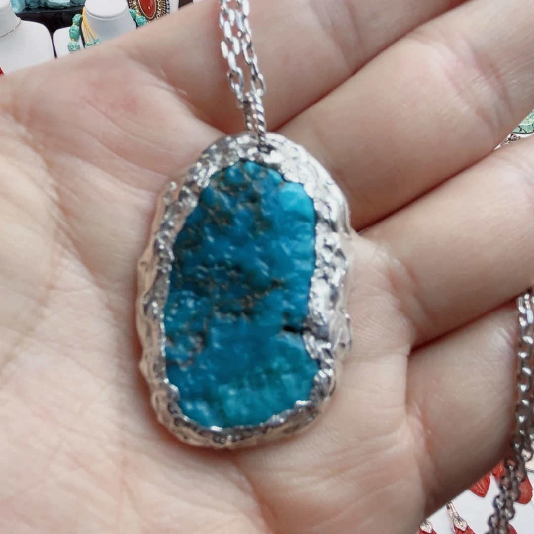 绿松石颈饰银S925镶嵌