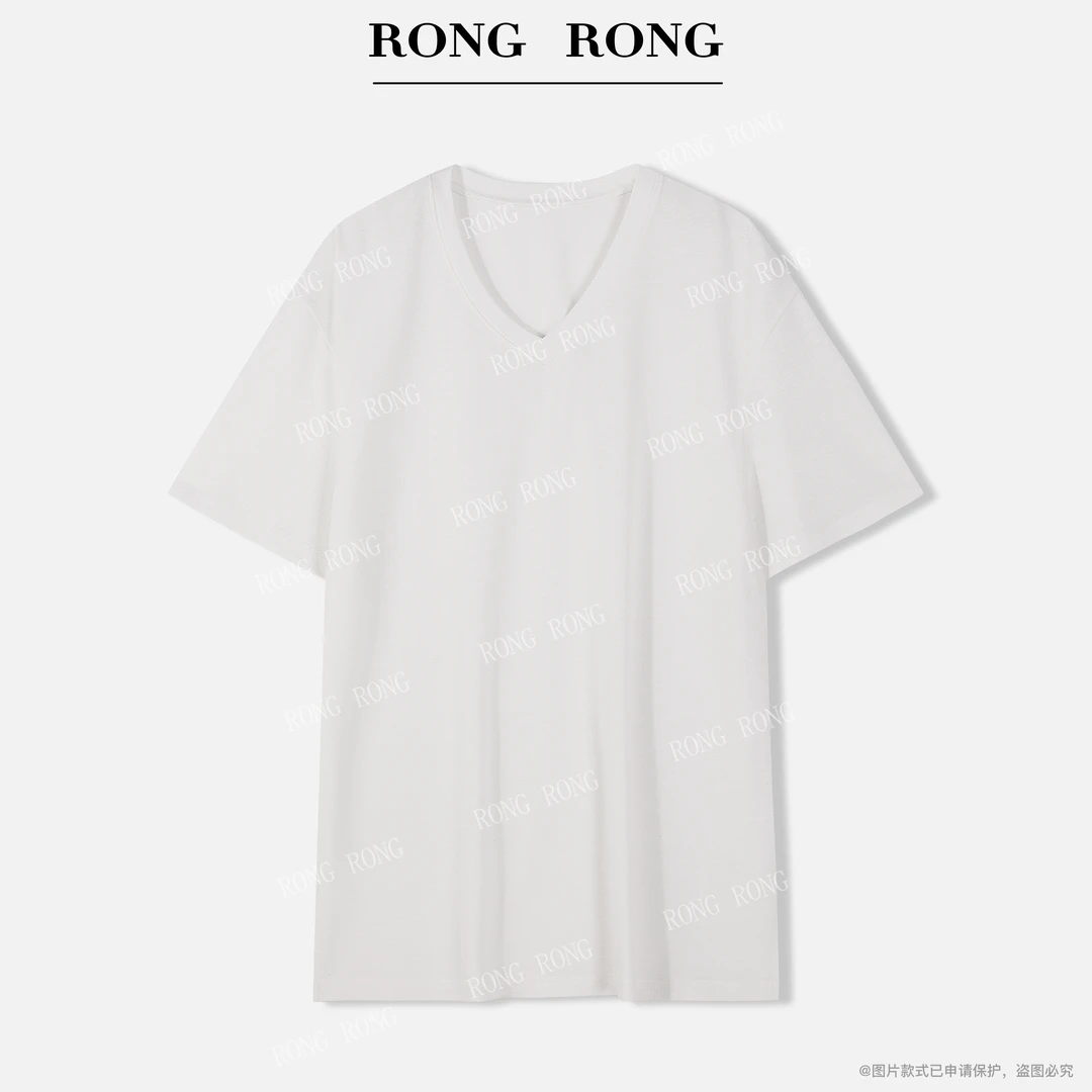 溶溶T【元气夏日】RONGRONG汉麻V领垂坠凉感简约百搭短袖T恤T-B0040