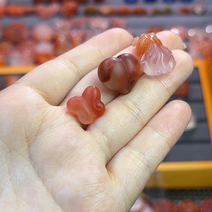 南红玛瑙未镶嵌珠宝半成品金鱼组合