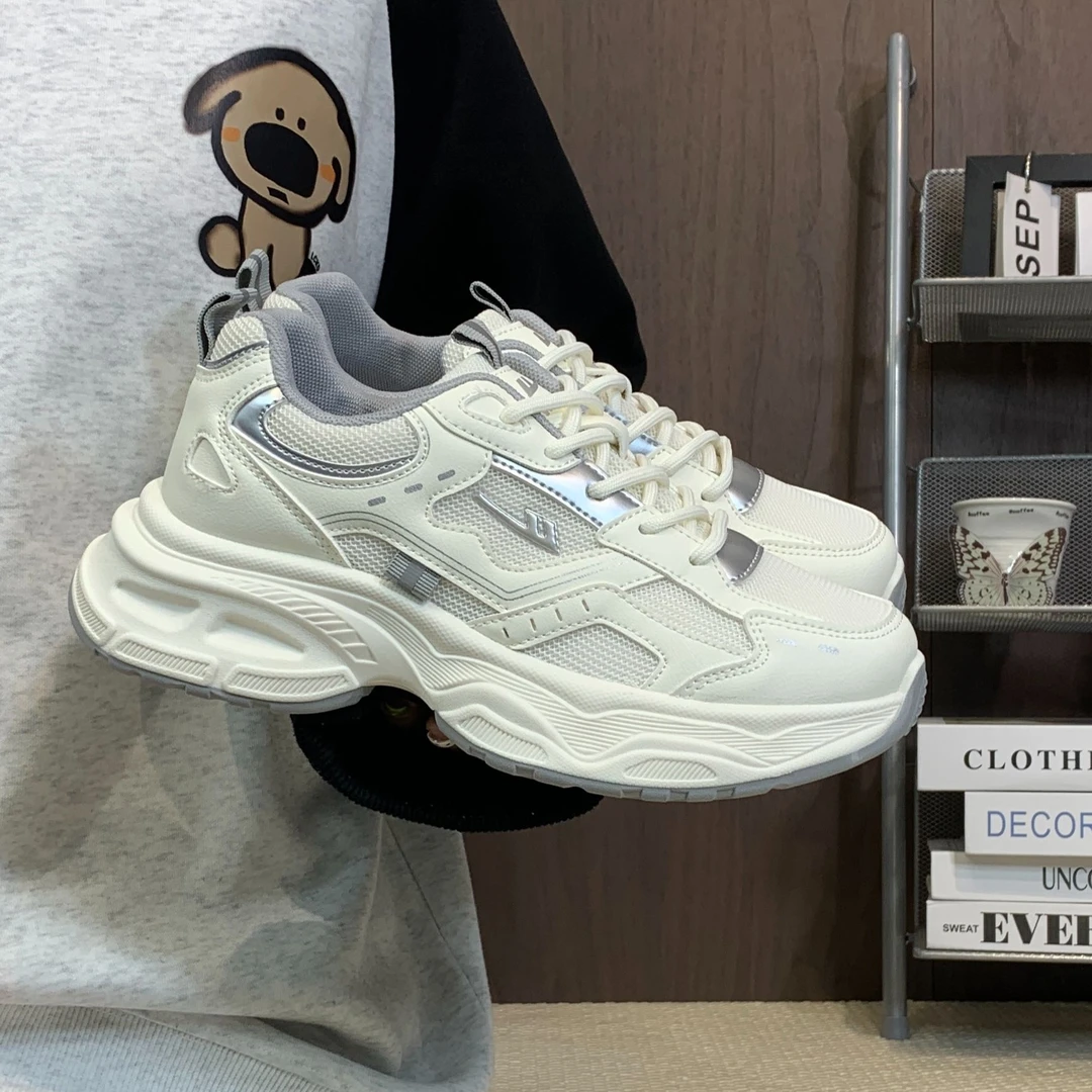 回力老爹鞋女2025夏季新款网面透气鞋子女厚底增高休闲学生运动鞋