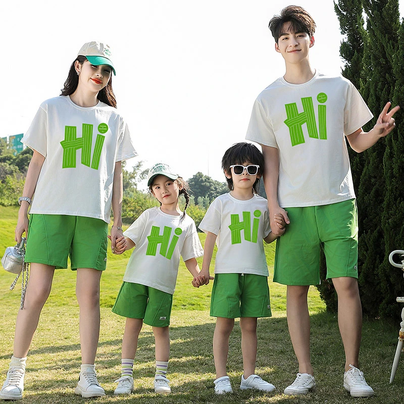 夏季幼儿园活动亲子服 亲子装夏装一家三口四口炸街母子装t恤套装