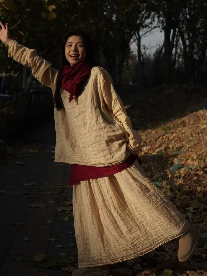 AS2622胭絮-豆包布面料套头衫