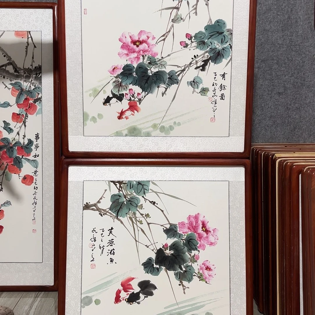 国画书画作品带框63×63