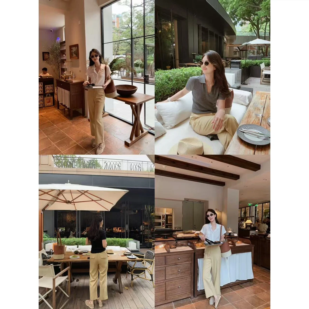 LaceyToDitto 2025 5/3【城市假日】卡其色天丝亚麻高腰休闲西裤