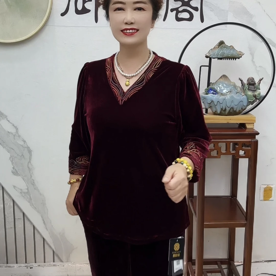 酒红色/湖蓝色/夜空黑一帆风顺重工刺绣丝绒套装
