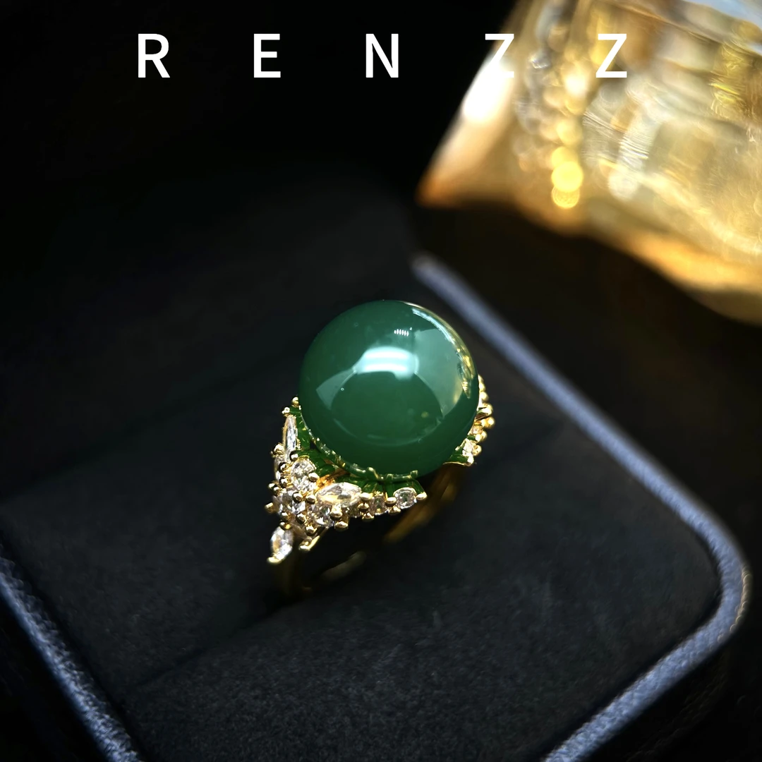 7825绿色圆球14mm戒指