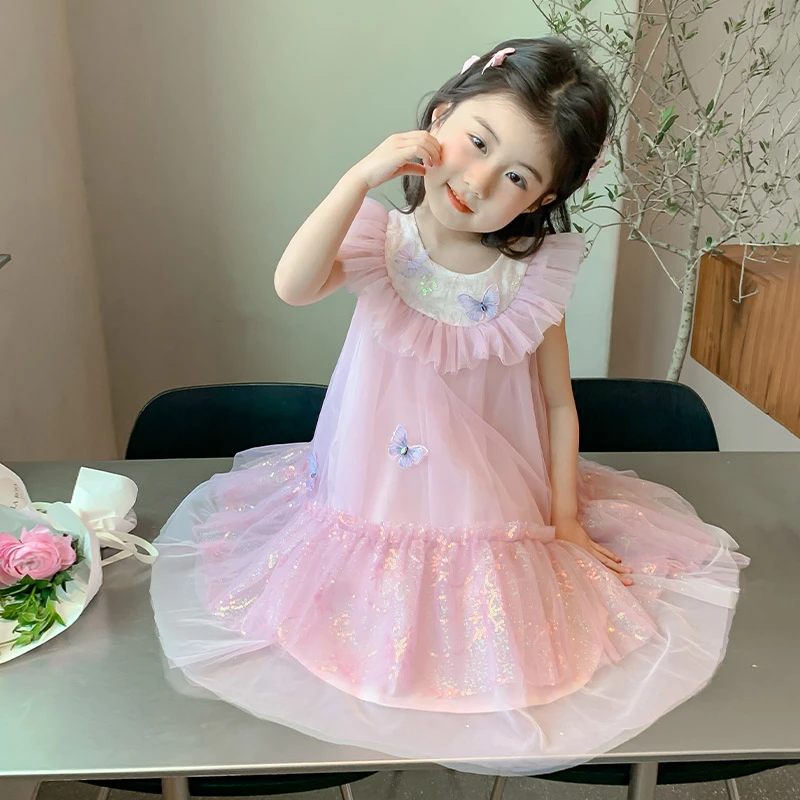 清仓女童连衣裙夏季2025新款洋气夏装吊带背心公主裙儿童网纱裙子