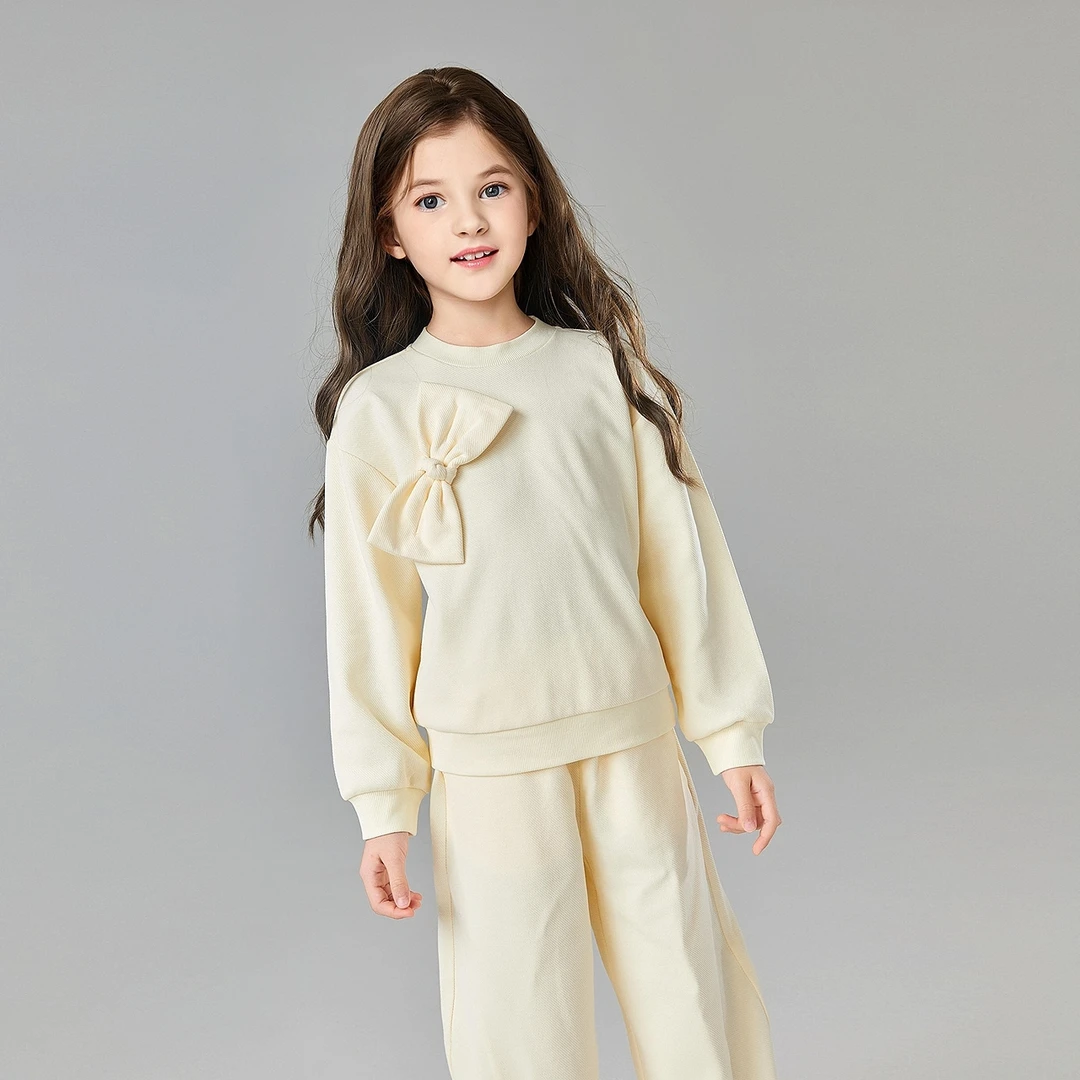 笛莎女童春季套装儿童套装立体蝴蝶结上衣香蕉裤两件套-73251T309