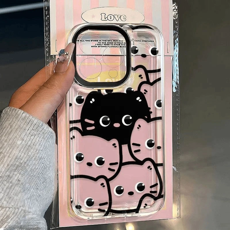 圆眼猫咪适用于苹果13PROMAX手机壳iPhone15软壳14PLUS文艺16创意