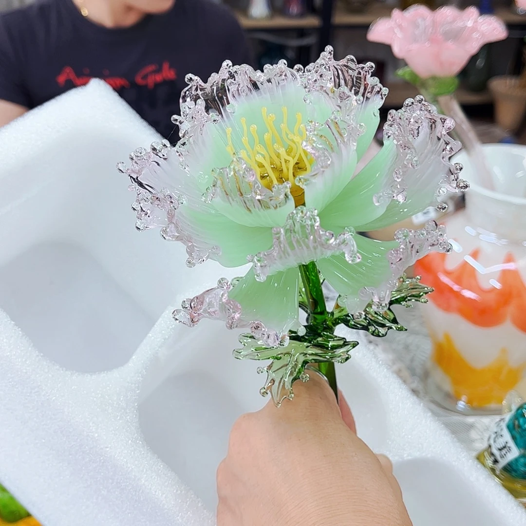 绿牡丹 家悦琉璃工艺品